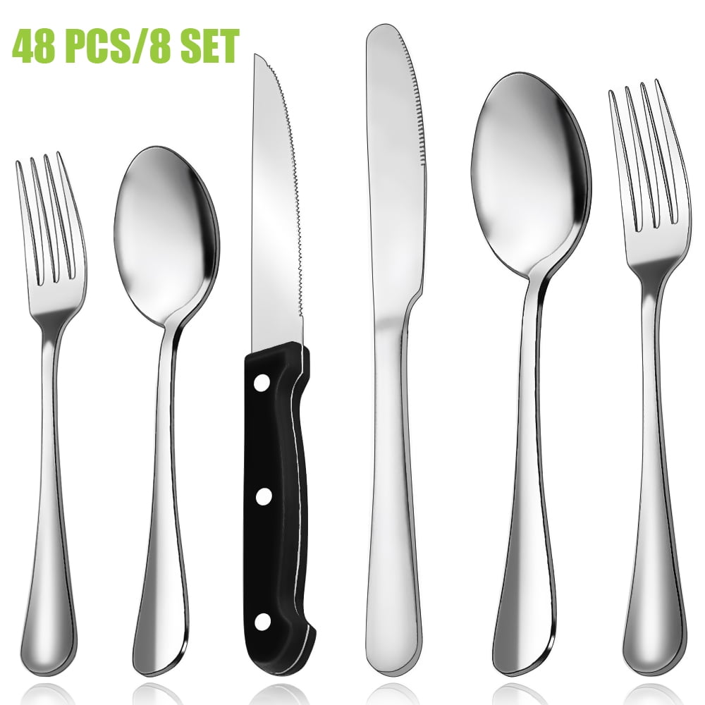 49-Piece Silverware Set with Flatware Drawer Organizer, Durable Stainless  Steel Cutlery Set for 8, Mirror Polished Kitchen Utensils Tableware Service  with Steak Knives Dinner Fork Knife Spoon & Tray - Wilkoshop