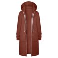 thumbnail image 7 of Penkiiy Women's In And Winter Popular Sweater Women's Medium Long Plush Insert Bag Hooded Zipper Windbreaker Coat Women L Brown, 7 of 7