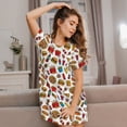 thumbnail image 3 of Yiaed Hot Dog Pizza Print Women's Loose-Fit Short Sleeve Nightgown, Soft and Comfortable Sleep Dress for Relaxation and Sleepwear, 3 of 6