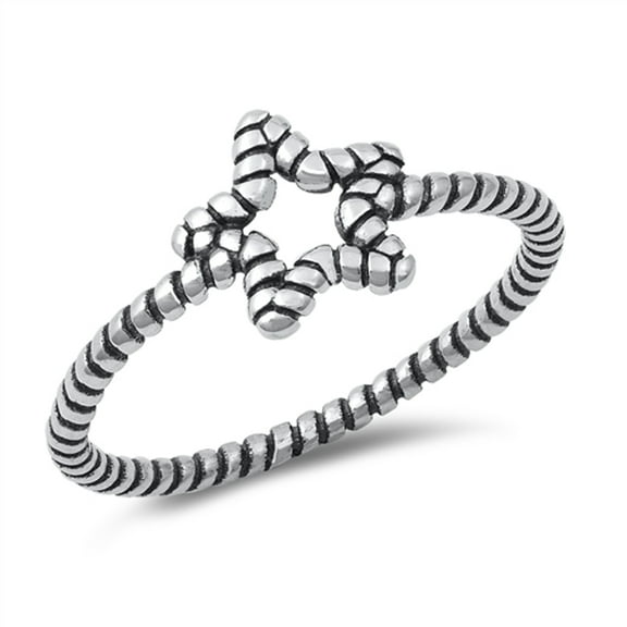 Rope Knot Star Ring .925 Sterling Silver Band Jewelry Female Male Unisex Size 6