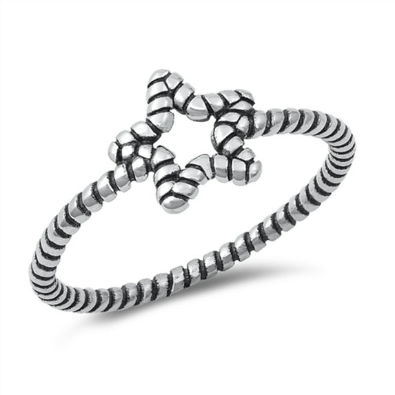 Rope Knot Star Ring .925 Sterling Silver Band Jewelry Female Male Unisex Size 9