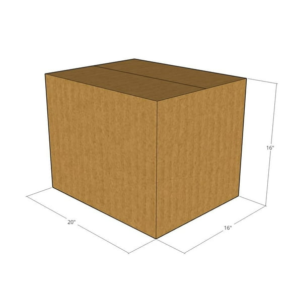 20x16x16 Kraft Brown Corrugated Shipping Boxes, 32 ECT Single-Wall, Qty 5