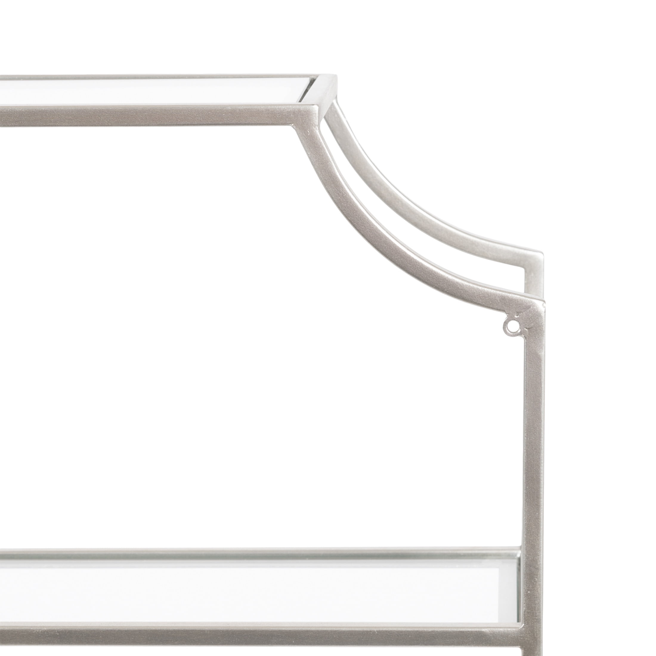 Kate and Laurel Ciel Modern Glam Wide Two-Tier Wall Shelf, 24 x 20, Silver, Tiered Bathroom Shelves for Over the Toilet Storage or Bedroom Makeup Organizer
