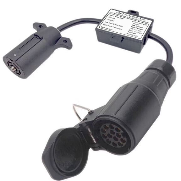 CARROFIX Trailer Light Adapter Converter US Vehicle 7-Way Plug to European 13-Pin Round