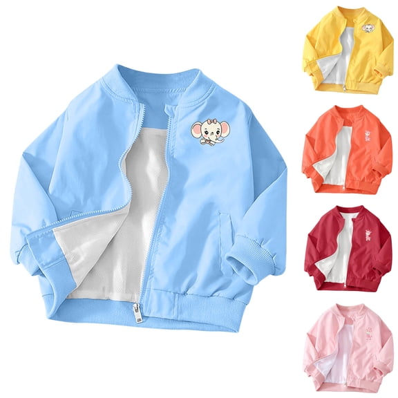 Asxite Toddler Fashion Casual Loose Print Zip Up Jacket Stand Collar Long Sleeve Fall Winter