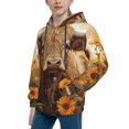 thumbnail image 2 of Picia Vintage Sunflower Cow Pattern Youth Hoodie - Warm Pullover Sweatshirt with Kangaroo Pocket, Ideal for Boys and Girls-X-Large, 2 of 6