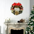 thumbnail image 6 of NSESSHome Christmas Wreath Decorations, Christmas Wreaths for Front Door with Merry Christmas Sign, Christmas Door Wreath with Red Bowknot Bells Poinsettia Christmas Balls for Decor 11.81", 6 of 9