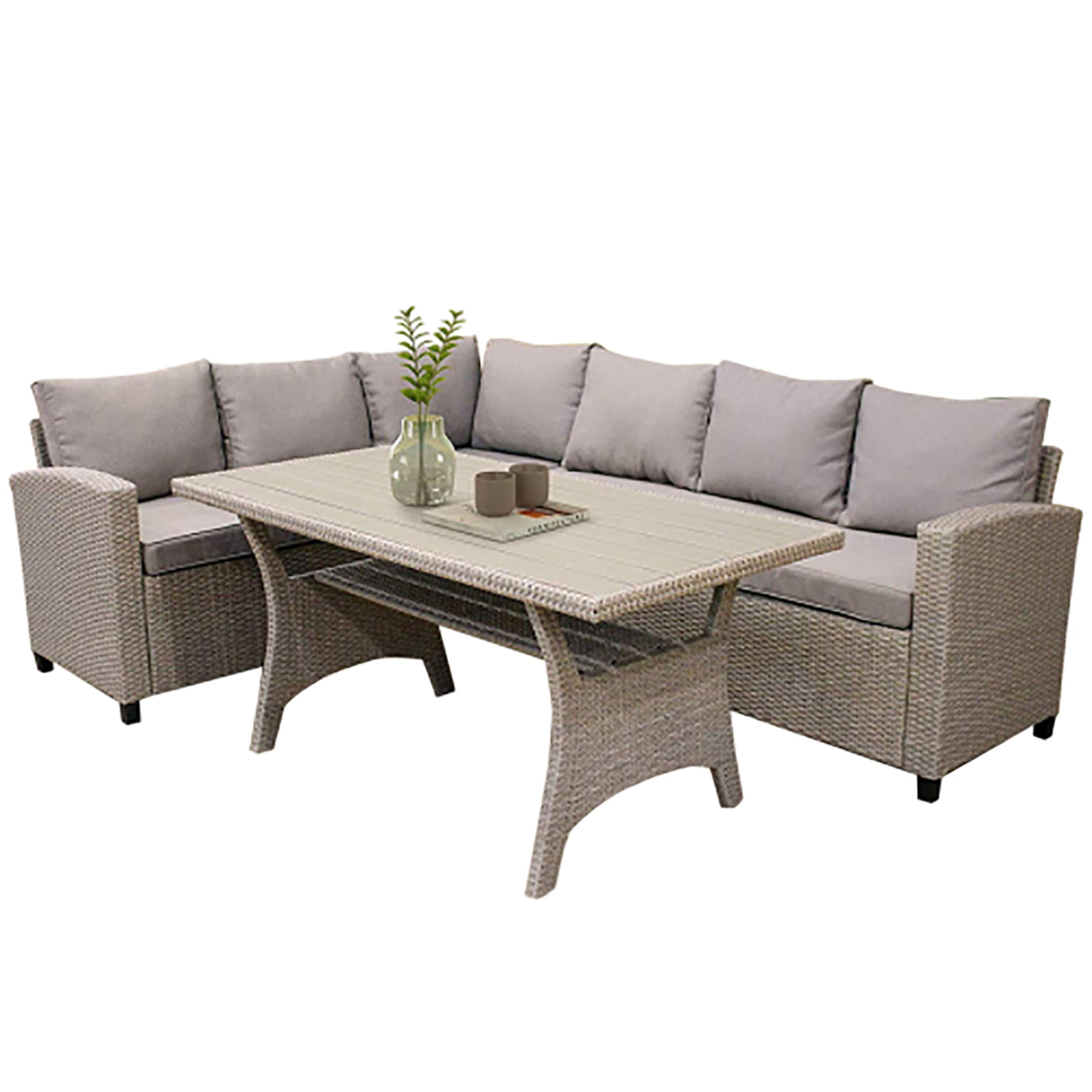 Kadyn Patio Outdoor Furniture PE Rattan Wicker Parlor Set All Weather Sectional Sofa Set with Table and Soft Cushions for Outdoor Patio Seating (Brown) Kadyn Patio Outdoor Furniture PE Rattan Wicker Parlor Set All Weather Sectional Sofa Set with Table and Soft Cushions for Outdoor Patio Seating (Brown)