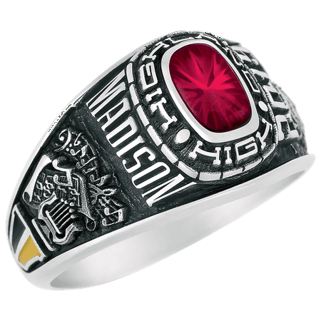 Keepsake Personalized Women's Square Class Ring available in Valadium Metals, Silver Plus, and Yellow and White Gold