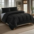 thumbnail image 2 of 3 Pieces Comforter Set Black -Cozy Farmhouse Reversible Sherpa Blanket - Plush, Breathable, and Weighted, Perfect for All-Season Comfort, Enhances Modern Bedroom Decor,Black,King, 2 of 6