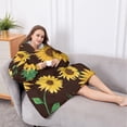 thumbnail image 5 of Oversized Wearable Blanket Hoodie,Brown Green Bud Sunflower Pattern Sherpa Blanket Hoodie with Super Pockets,Super Warm Fuzzy Pullover for Women & Men, 5 of 6