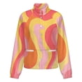 thumbnail image 5 of Jackets for Women Winter Coat Jackets Flannel Stand Collar Jacket(Abstract Pastel Wavy Design,Size:S-4XL), 5 of 7