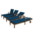thumbnail image 1 of Noble House Perla Chaise Longue d'Extérieur en Teck avec Coussin Bleu (Ensemble de 4), 1 of 22