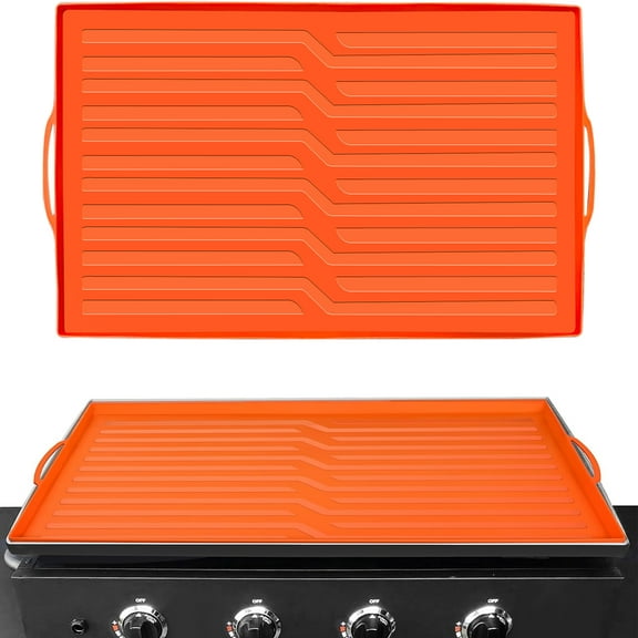HXXF Silicone Griddle Mat Cover Suitable for Blackstone, 36 Inch True All-Encompassing Coverage Heavy Duty Food Grade Grill Buddy Mat, All Season Cooking Surface Protective Cover (Orange)