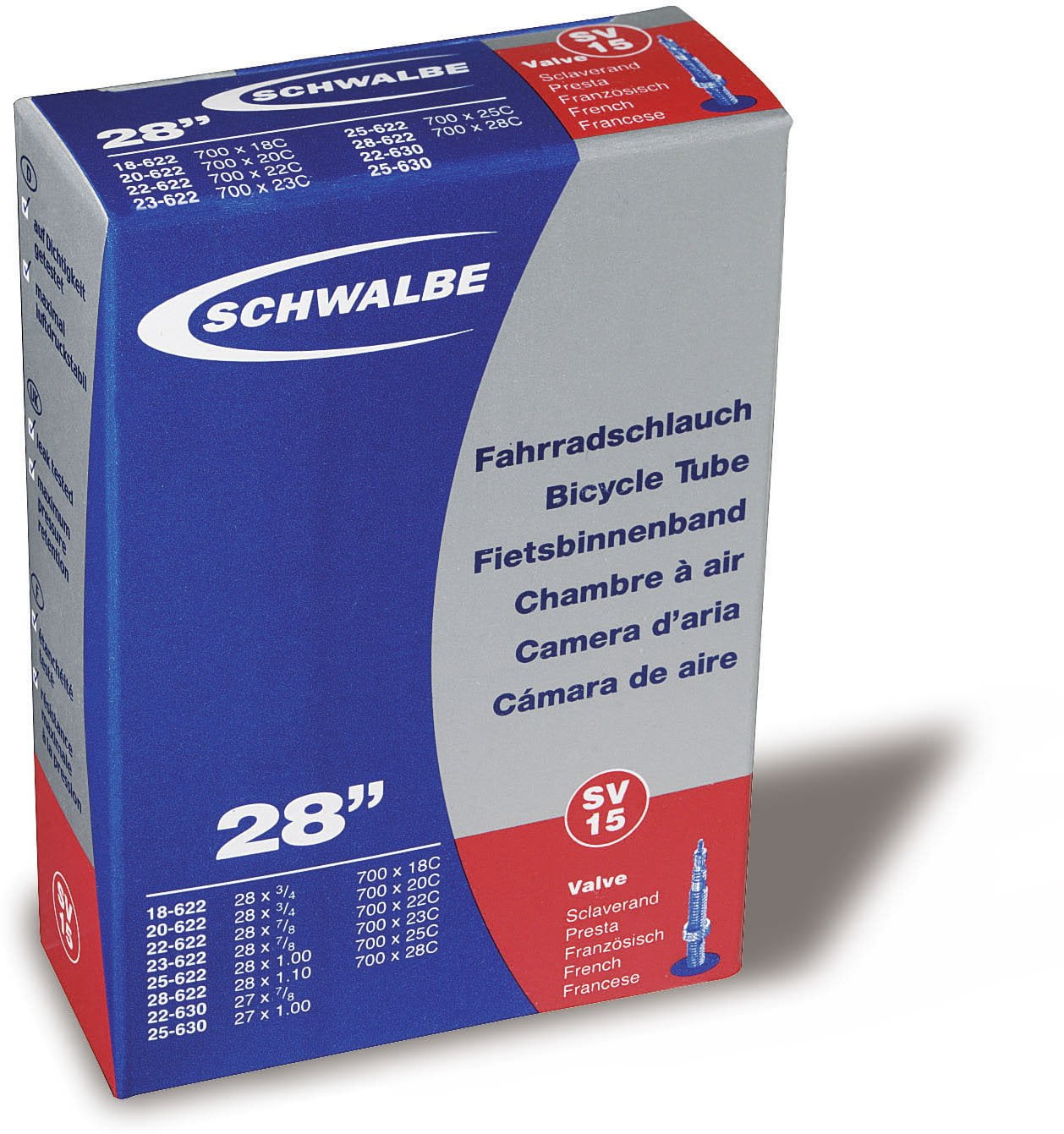 Presta Valve 27.5 x 1-1/2-28 x 1-1/2" Schwalbe Standard Tube 50mm 