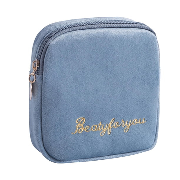 Bolsa de almacenamiento de toallas sanitarias Flocado Regalo para el primer período Fácil de usar Portátil para el período azul