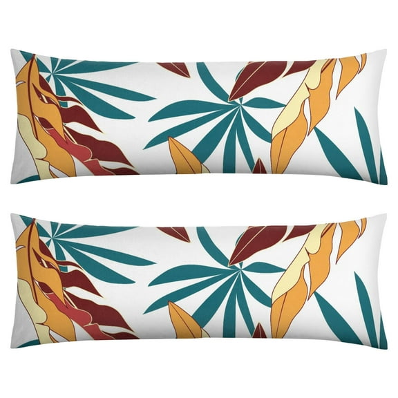 Summer Vibrant Body Pillow Cover - 20x54 Inch Retro Tropical Design - Full Body Support Pillowcase with Invisible Zipper