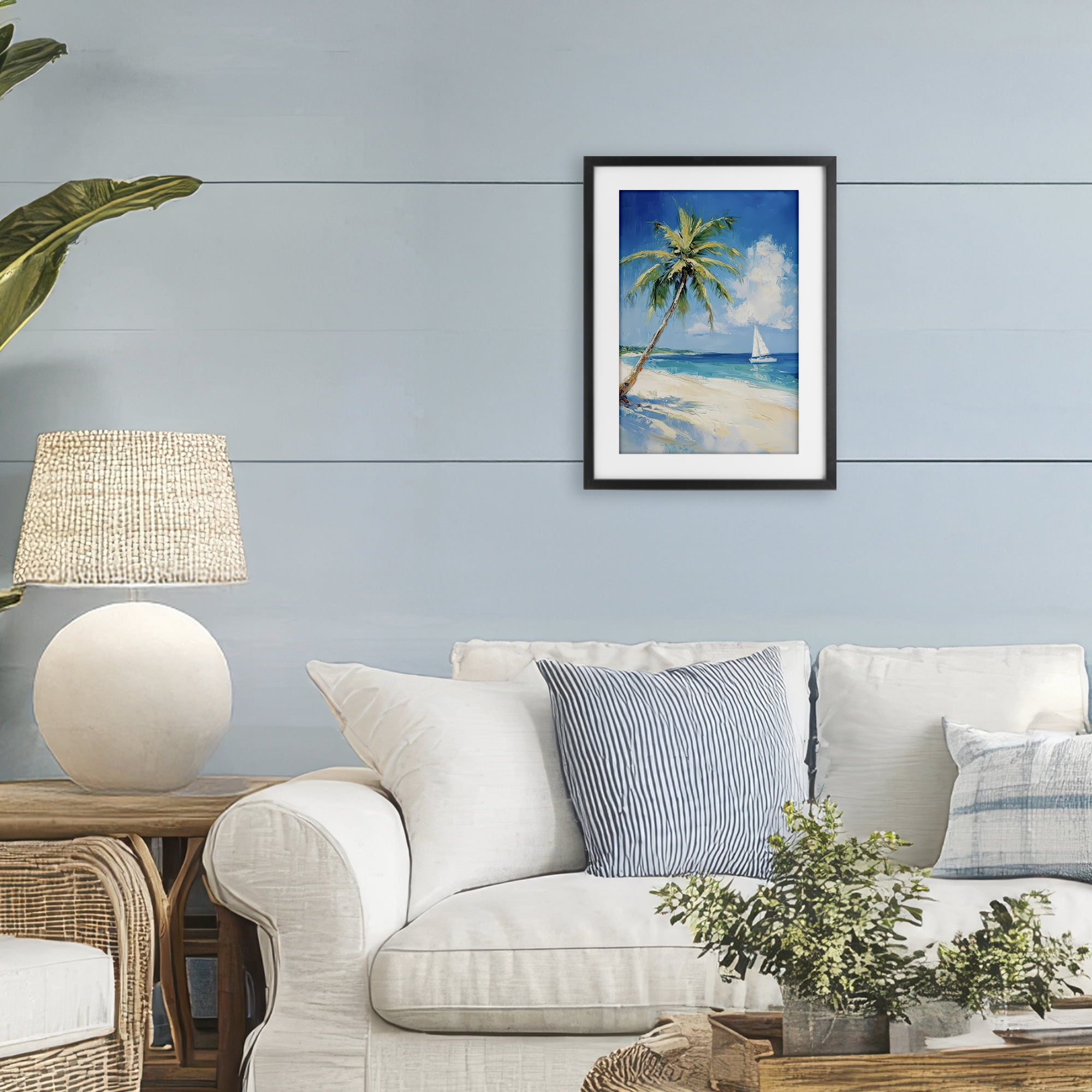 Stupell Industries White Clouds & Sails Black Framed Print Under Glass, design by Petal Prints Design
