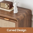 thumbnail image 5 of Wirrytor 5 Drawer Tall Rattan Bedroom Dresser, Boho Chest with Chest of Drawers with Curved Edge, Wood Closet Storage Organizer, Walnut, 5 of 13