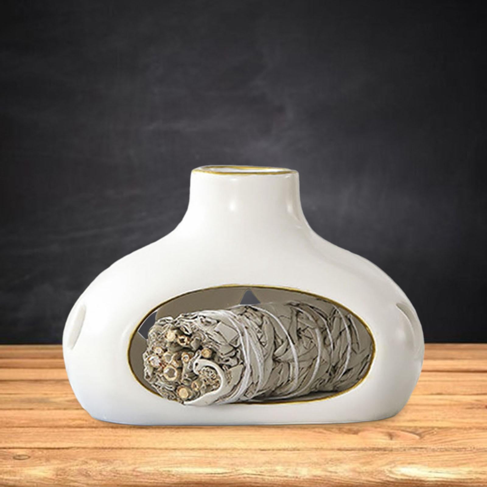 WLPZXP Palo Santo Holder Ceramic Incense Burner Holder Practical Table Centerpiece Cone White