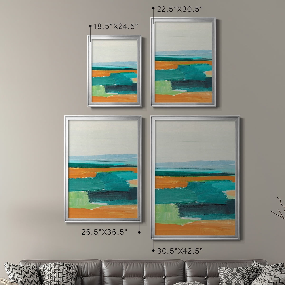 Aqua and Orange I Premium Framed Print, in Gold, Black, or Silver - Ready to Hang