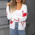 thumbnail image 5 of Sakmal Comfy Chunky Cardigan Sweaters for Women Button Down Warm Cardigan Heart Print Long Sleeve White Sweater Top, 5 of 8