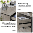 thumbnail image 4 of Slevoo 47.3" W Chest of Dressers 6 Drawers for Bedroom, Living Room, Hallway, Steel Wood Frame, Grey, 4 of 10