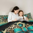 thumbnail image 5 of Manfei Leopard Print Queen Comforter Set,Jungle Animal Hide Bedding Sets,Blue Cute Bowtie Bedding Comforter Set For Girls Boys,Breathable Home Decor Reversible,3-Piece, 5 of 8