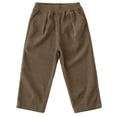 thumbnail image 2 of Boys Girls Corduroy Pants | Soft Comfortable Kids Trousers with Elastic Waist | Casual Loose Fit Pants for Daily Play, School, Outings(Brown,5-6 Years), 2 of 7