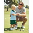 thumbnail image 6 of BemeyourBBs Toddler Baby Boys Golf Outfits Short Sleeve Striped Button Up Laple Shirt with Elastic Waist Shorts Set Newborn Infant Summer Clothes, 6 of 9