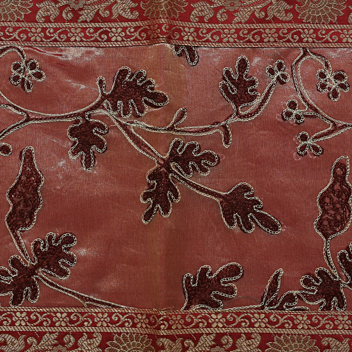 Stylo Culture Indian Dining Christmas Table Runner Extra Long 6 Ft Maroon Coffee Ethnic Brocade Bordered 72 Inch Decorative Placemat Zari Embroidered Tassels 14 Inch Wide Party Wedding Decor