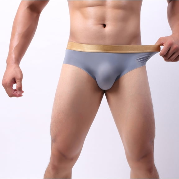 HUPOM Men'S Underwear Underwear For Men Pack Medium waist Elastic Waist Solid Briefs Gray L