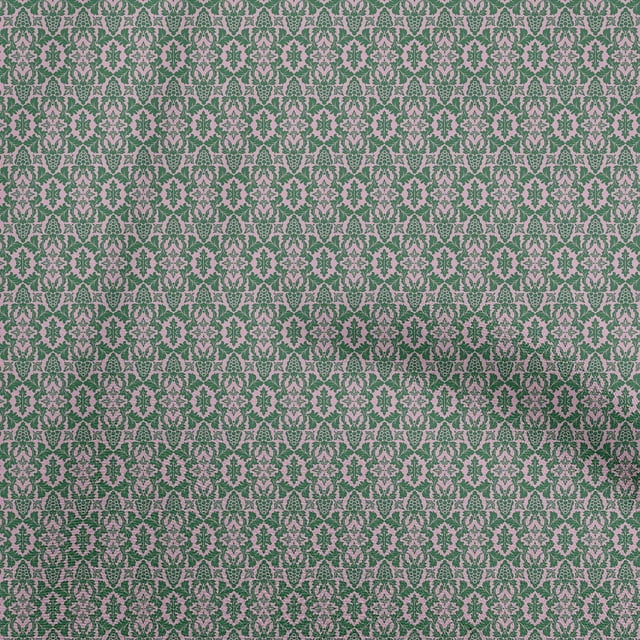 oneOone Rayon Dark Green Fabric Damask Craft Projects Decor Fabric Printed By The Yard 56 Inch Wide