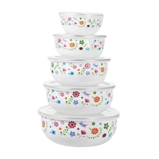 jifeng 5Pcs Mixing Bowl Set Multifunctional Soup Bowl for Cooking Biscuits Pancakes Floral