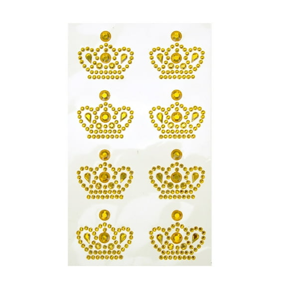 Royal Crown Adhesive Rhinestone Stickers, Gold, 8-Count