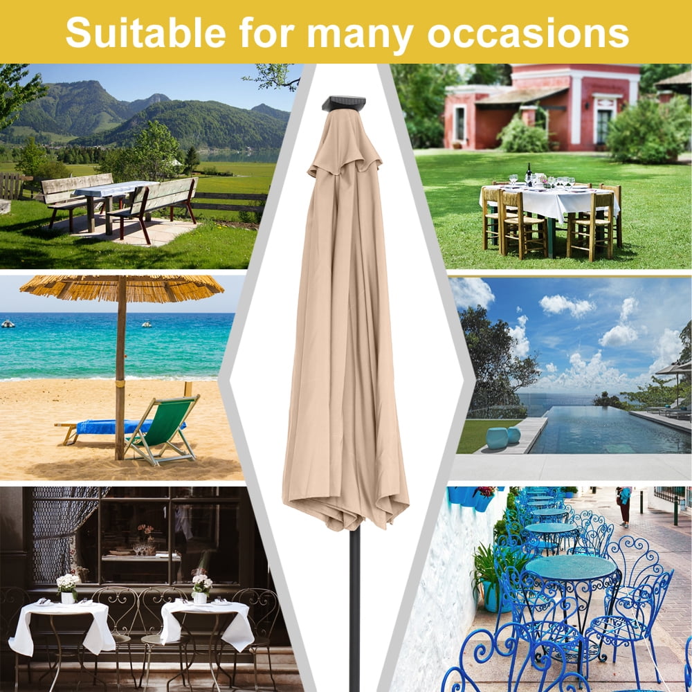 Kepooman 9FT Round Patio Umbrella, Outdoor Market Table Umbrella with Strip Light for Garden, Lawn, Backyard & Pool, Without Base, Top Color Kepooman 9FT Round Patio Umbrella, Outdoor Market Table Umbrella with Strip Light for Garden, Lawn, Backyard & Pool, Without Base, Top Color