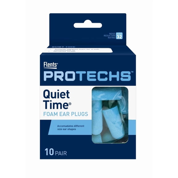 Flents Quiet Time Soft Comfort Ear Plugs for Sleeping (NRR 32), 10 Pair, Blue
