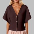 thumbnail image 2 of Summer Ribbed V Neck Short Sleeve Knit Jacket For Women Stylish And Comfortable Cardigan Sweaters for Women, 2 of 2