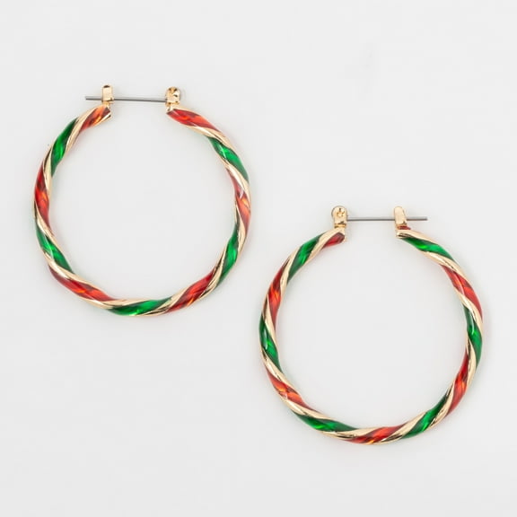 Howard's Holiday Twisted Christmas Hoop Earrings for Women