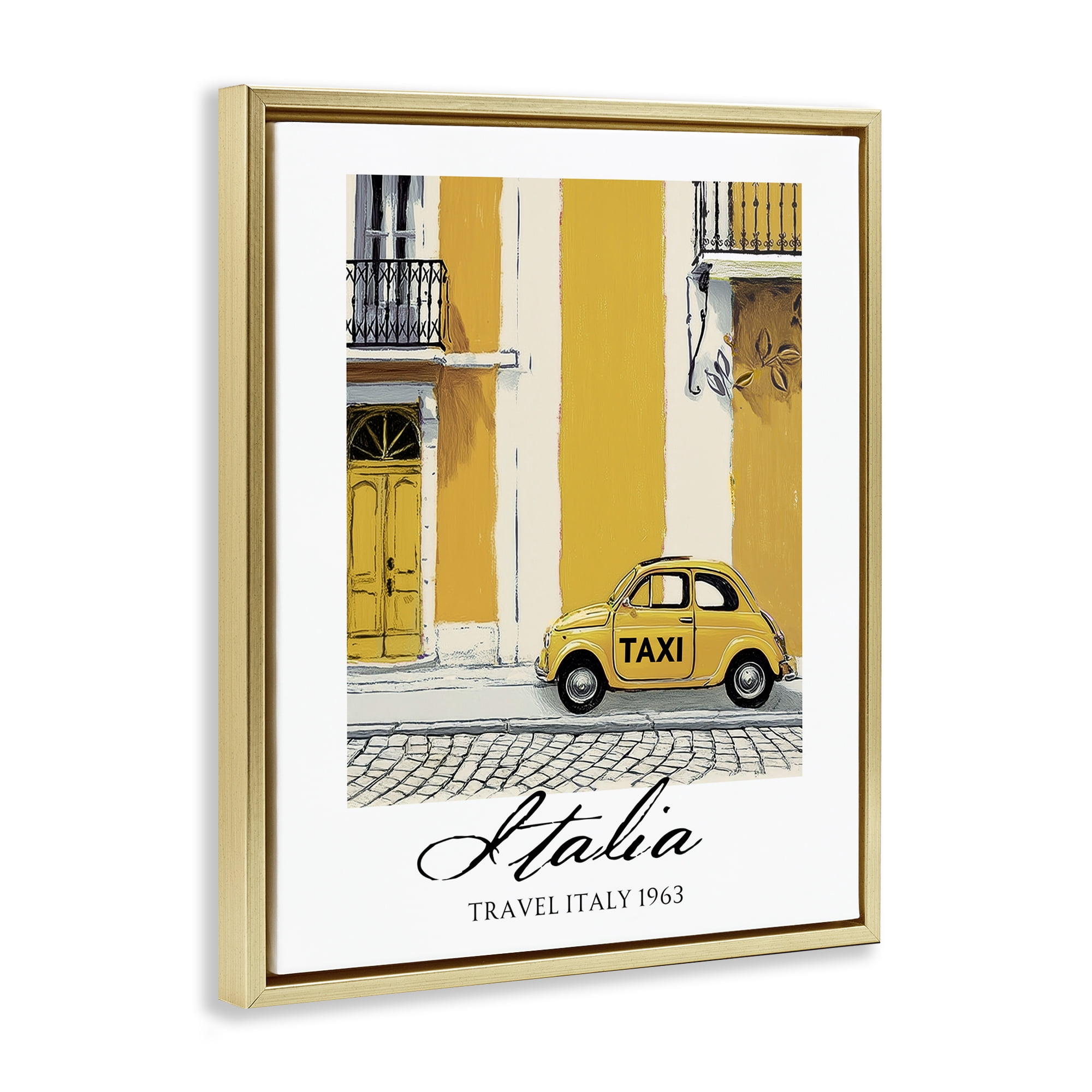 Stupell Industries Travel Italia Taxi Gold Framed Floater Canvas Wall Art, design by Annabelle Hall