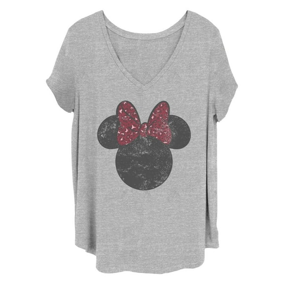 Women's Mickey & Friends Minnie Red Leopard Bow Graphic T-Shirt