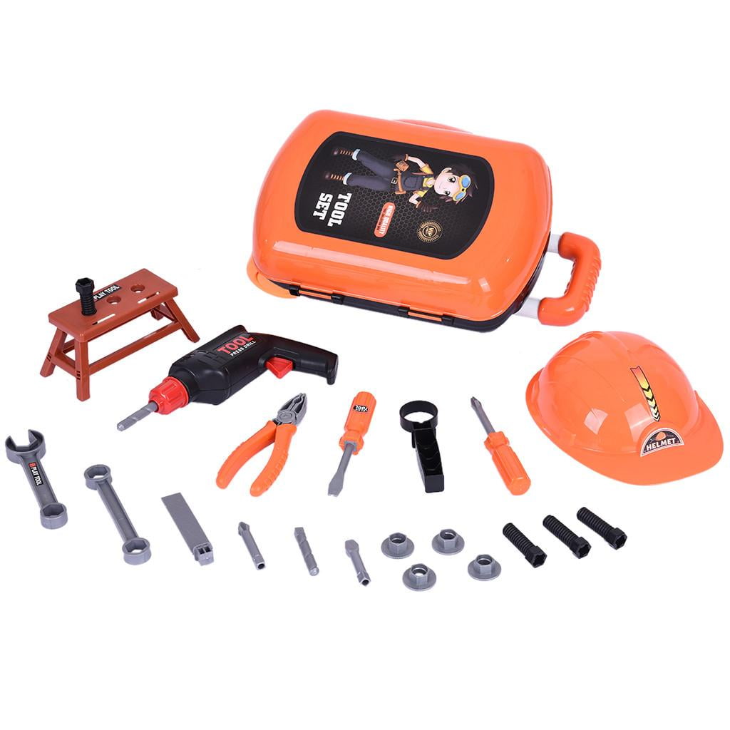 Tool Set Pretend Play Engineer  Suitcase With Inertial Drill Construction Tools 