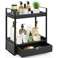 thumbnail image 3 of 2-Tier Wooden Counter Shelf with Drawer, Vanity Tray for Organization and Decor, Countertop Organizer for Bathroom and Kitchen, 3 of 4