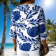thumbnail image 5 of TaTaai Women's Spring Summer Linen Loose Top, V-neck Printed Three Quarter Sleeve Curved Hem Design Casual Fashion Daily Blouse Gift, 5 of 7
