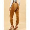 thumbnail image 4 of INSPIRE CHIC Pantalon Jogger en Velours à Taille Haute à Cœurs Contrastants pour Femme Brun TG, 4 of 5