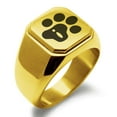 thumbnail image 1 of Stainless Steel Letter I Initial Cat Dog Paws Monogram Engraved Engraved Square Flat Top Biker Style Polished Signet Ring, 1 of 1