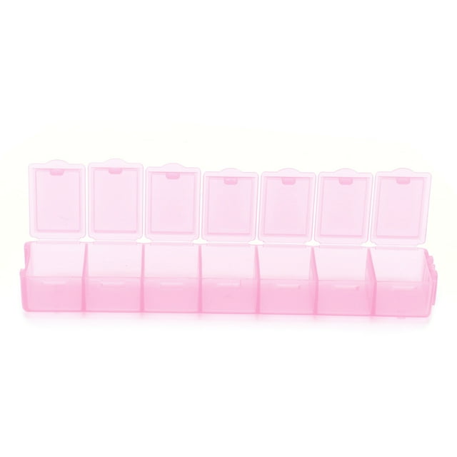 7 Grid Plastic Box, 7 Small Grids Travel Repacking Box Divide Storage Container For Store Earrings Necklaces Beads, Finger Rings Blue,Purple,White,Pink