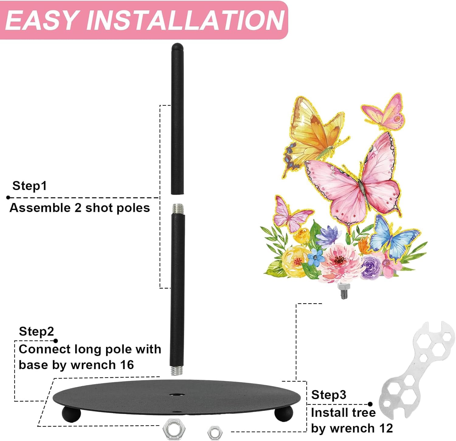 Spring Paper Towel Holder Colorful Butterfly Floral Large Metal Towel Holder Stand for Home Party Kitchen Bathroom Countertop Decor Accessories
