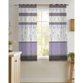 thumbnail image 4 of Purple Geometric Sheer Curtains 54 Inch Length 2 Panels Set for Living Room/Bedroom, Stripes Boho Spring Flowers Country Rural Kitchen Curtains Grommet Semi-Sheer Curtains Window Treatments 42"x54"x2, 4 of 7