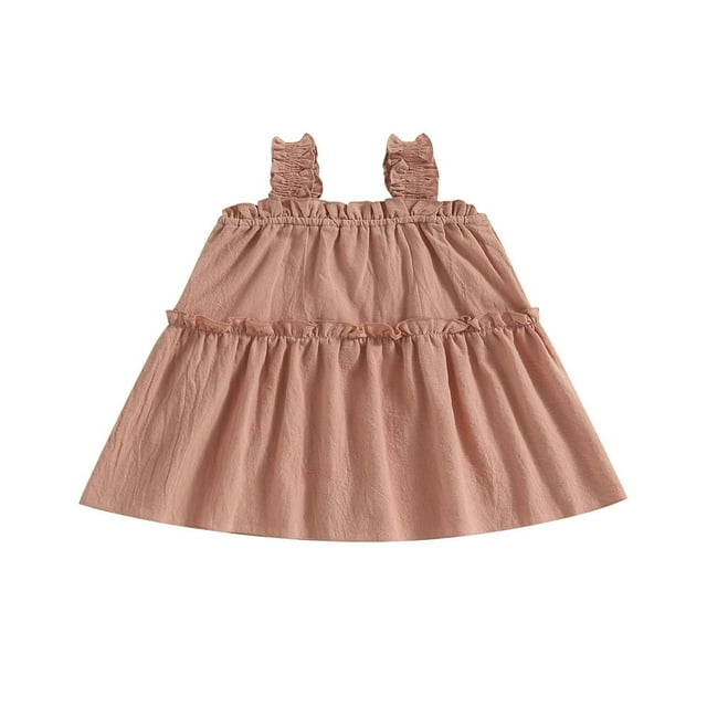 MesaSe Toddler Baby Girl Summer Dress Solid Color Sleeveless A-line Dresses